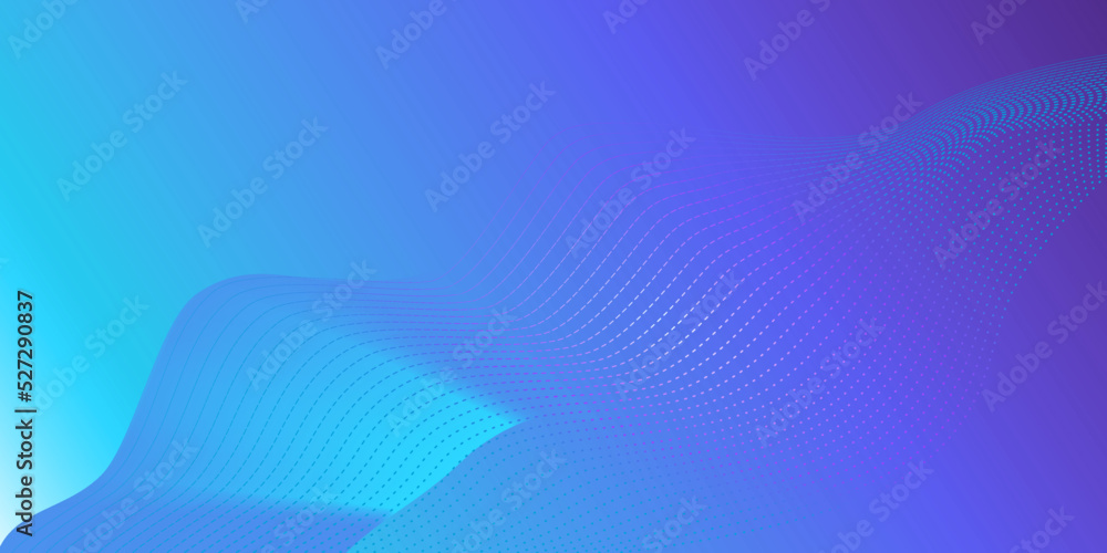 Light smooth dots particle wave, techno background, glowing dots, hi-tech concept, blue-purple color. Digital wave with many dots. An abstract backdrop of a dynamic wave. Technology or science banner.
