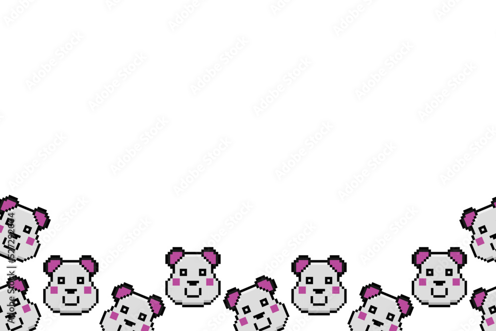 Naklejka premium Panda pixel art background design