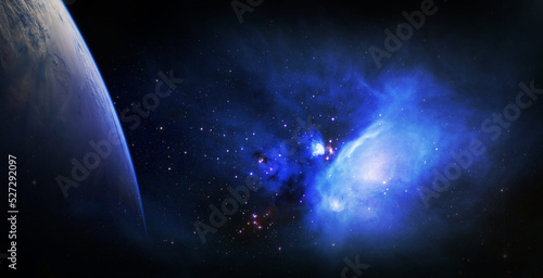 Space and glowing nebula background. Elements of this image furnished by NASA.