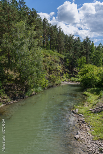 view of river Kamenka on the hot summer day