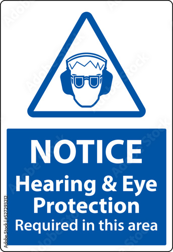 Hearing and Eye Protection Sign On White Background