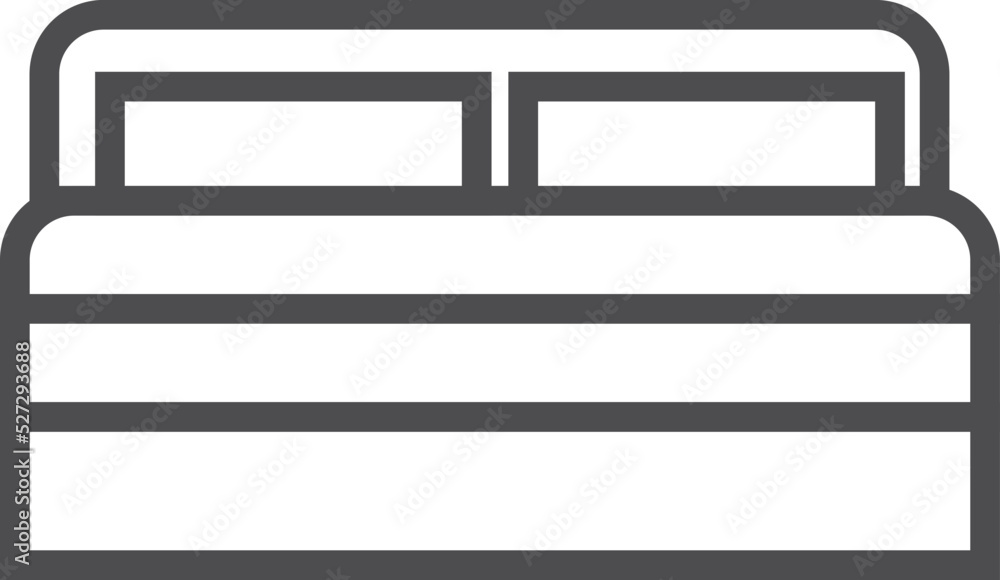 Double bed line icon. Bedroom furniture symbol Double bed line icon. Bedroom furniture symbol