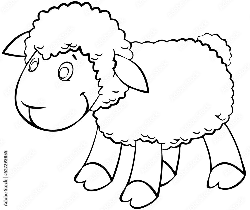 Obraz premium Lamb. Element for coloring page. Cartoon style.