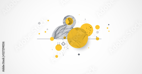 Trendy abstract wireframe background. Modern science or technology art elements. Surface illustration. Vector.