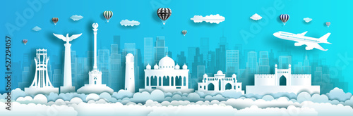 Travel Tajikistan to middle east landmarks of asia with modern architecture.