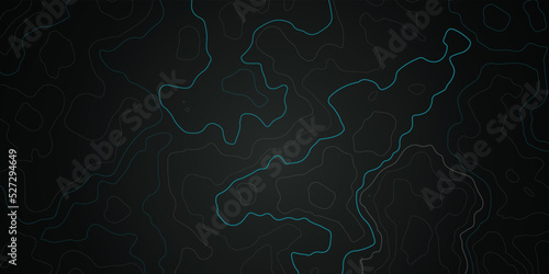 Top View Of The Mountain Range Vector Detailed Topographic Contour Map Abstract Deep Blue Background. Game Conceptual Interface GPS Satellite Navigation Relief Terrain Cartography Art Illustration