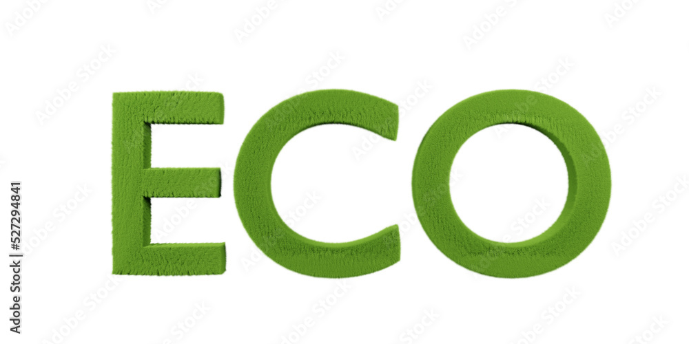 concept of green grass font eco isolated on white background. 3d illustration concept of green grass font eco isolated on white background. 3d illustration