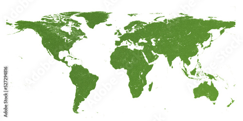 green grass eco world map global Planet Earth isolated background. 3d illustration