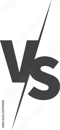 Vs logo. Black letters emblem. Battle versus