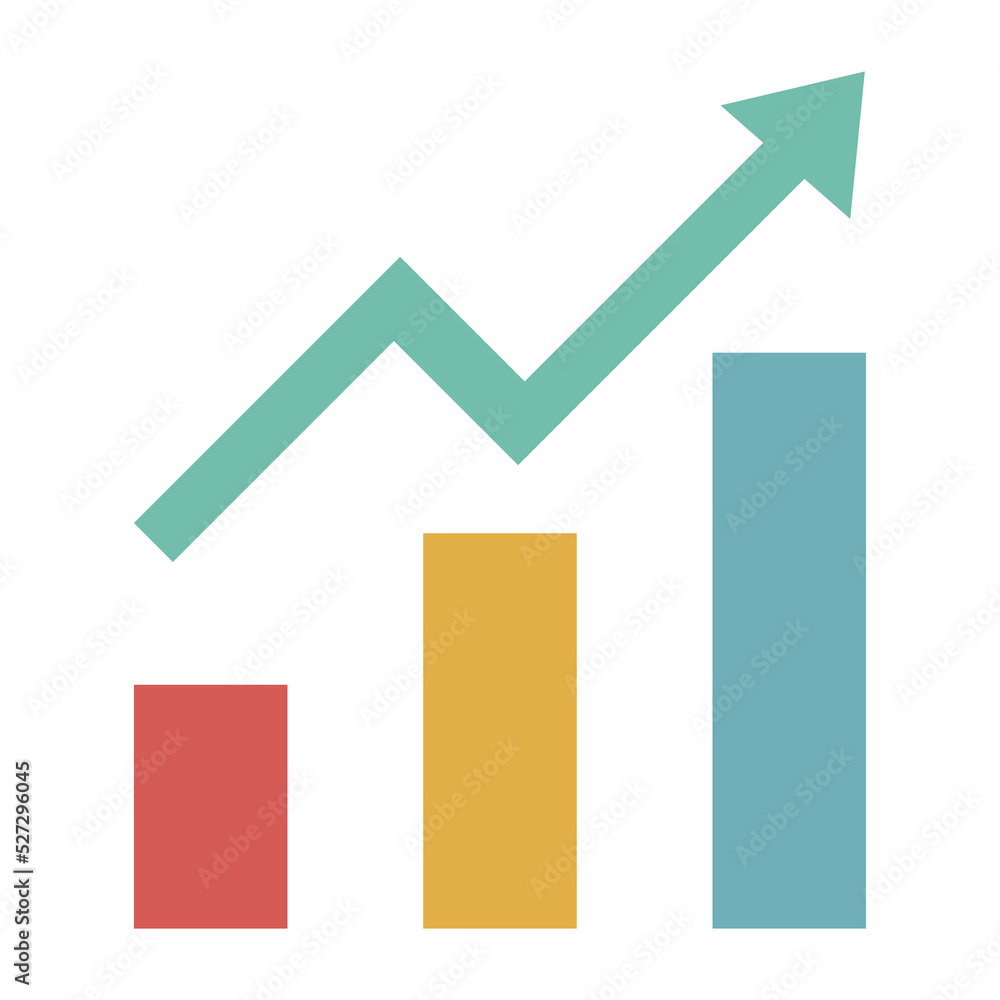 Outline bar chart up trend icon Outline bar chart up trend icon
