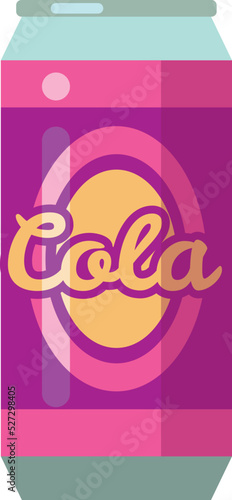 Cola can cartoon icon. Cold sparkling drink