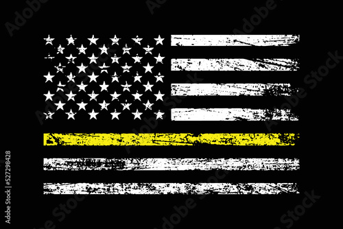 Thin Yellow Line With USA Flag
