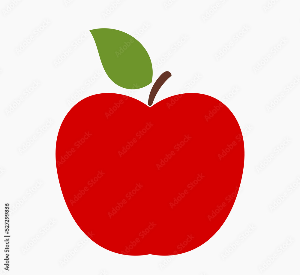 Fototapeta premium Red apple icon, flat design fruit symbol.
