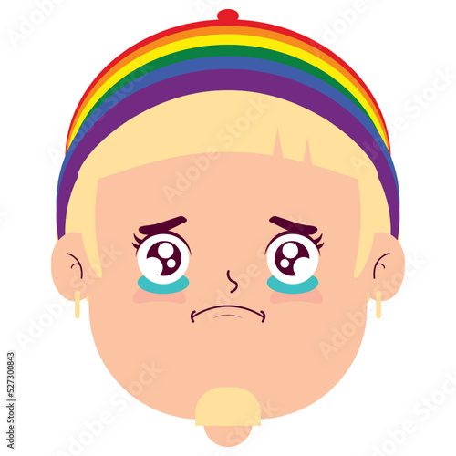 LGBTQ man crying face cartoon cute