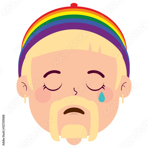 LGBTQ man crying face cartoon cute