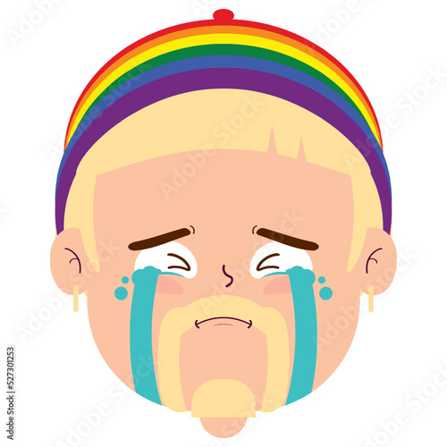 LGBTQ man crying face cartoon cute