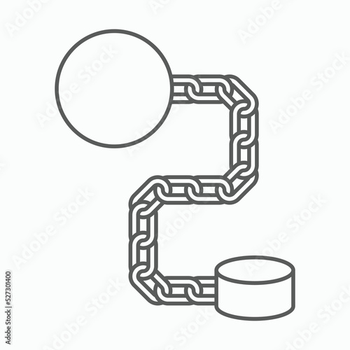 shackle icon, pensioner vector, chain and ball illustration