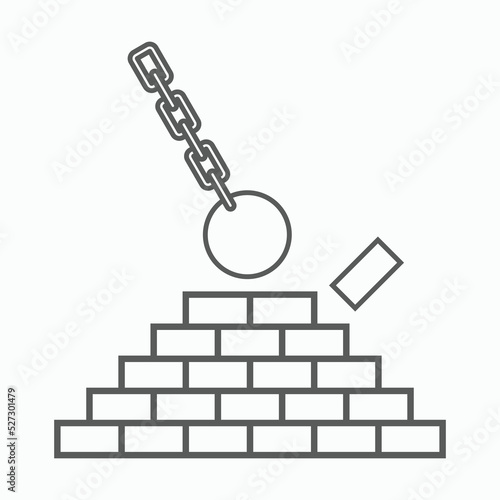 wrecking ball icon, chain ball vector