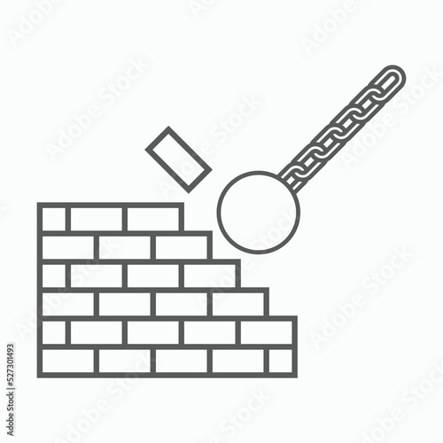 wrecking ball icon, chain ball vector
