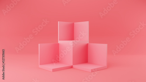 Abstract scene. geometry shape podium background. pink background. 3d illustration. © Vilaysack