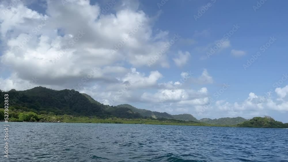 Caribbean coast driving on boat, beauty nature sun shining, seaside, holidays relax concept Caribbean coast driving on boat, beauty nature sun shining, seaside, holidays relax concept