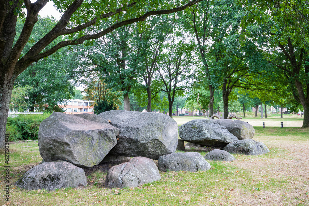 Dolmen D46, Haselackers municipality of Emmen in the Dutch province of Drenthe is a Neolithic Tomb and protected historical monument in an urban environment