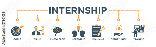 Internship Banner Web Icon Vector