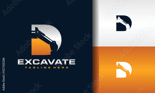 letter D excavator logo