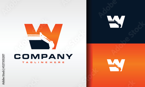 letter W excavator logo