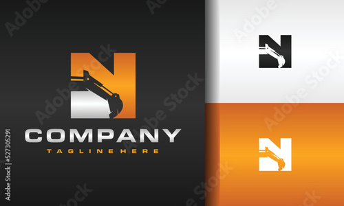 letter N excavator logo