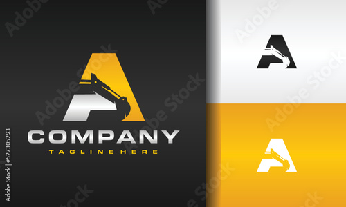 letter A excavator logo