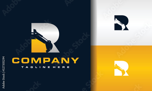 letter R excavator logo