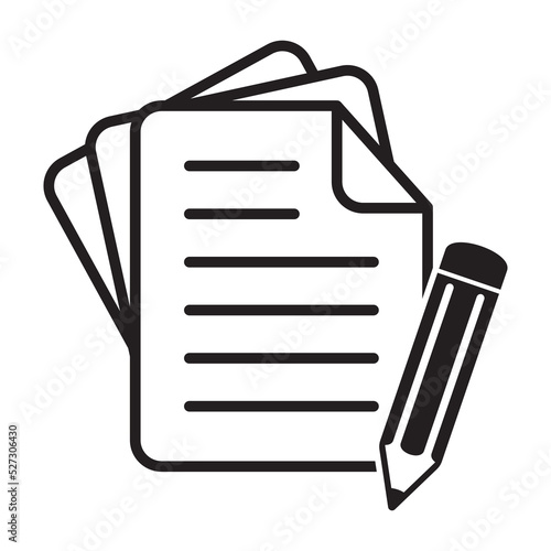 Document with pencil icon vector illustration. Test vector icon.