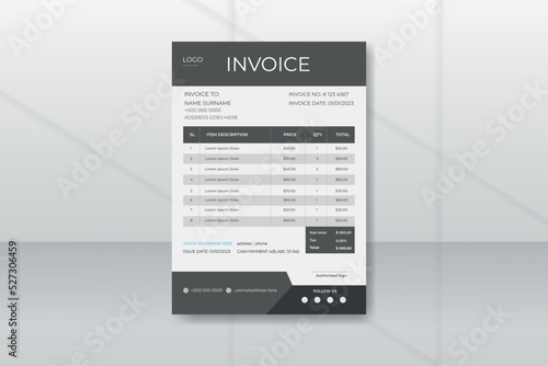 Corporate minimal invoice design template.