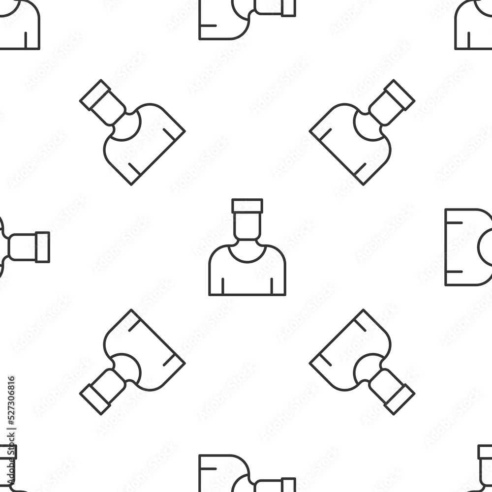 Obraz premium Grey line Sailor captain icon isolated seamless pattern on white background. Vector