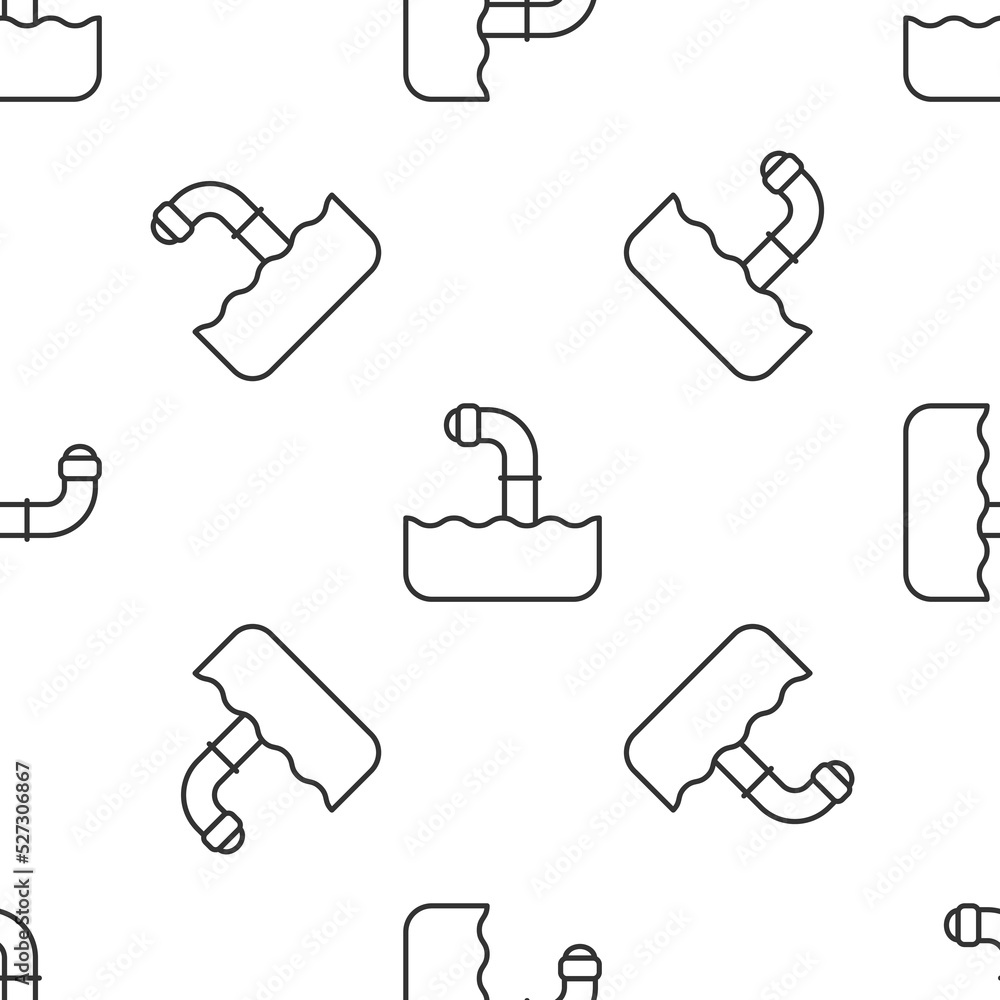 Grey line Periscope in the waves above the water icon isolated seamless pattern on white background. Vector Grey line Periscope in the waves above the water icon isolated seamless pattern on white background. Vector