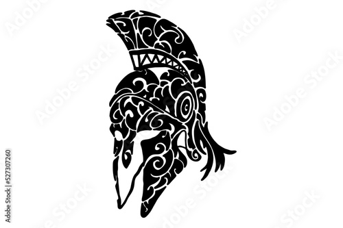 Black gladiator war helmet Tribal Tattoo Vector