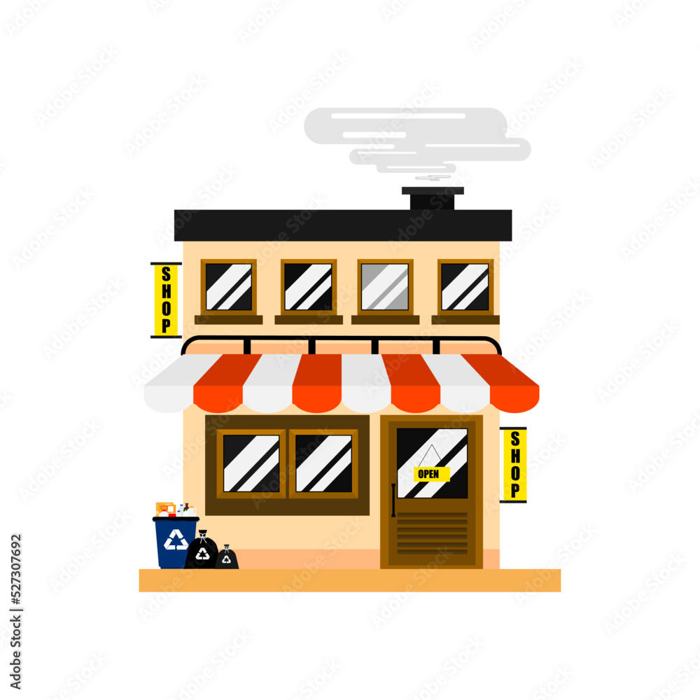 The shop store building illustration on isolated background. The shop store building illustration on isolated background.