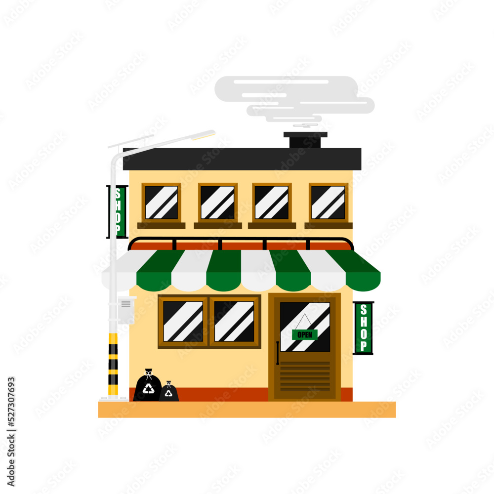 The shop store building illustration on isolated background.