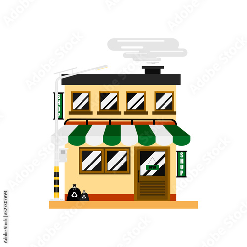 The shop store building illustration on isolated background.