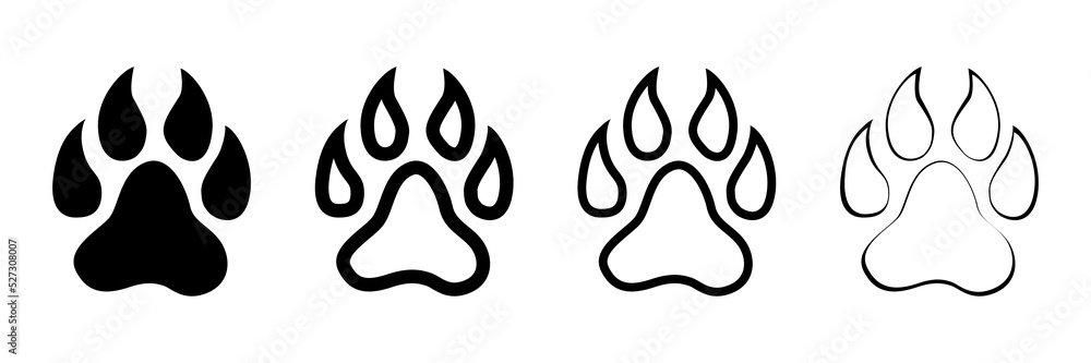 Different animal paw print vector illustrations. Different animal paw print vector illustrations.