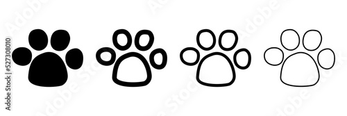 Different animal paw print vector illustrations.