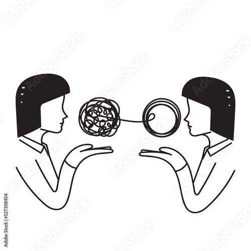 hand drawn doodle unraveling difficult situations illustration vector