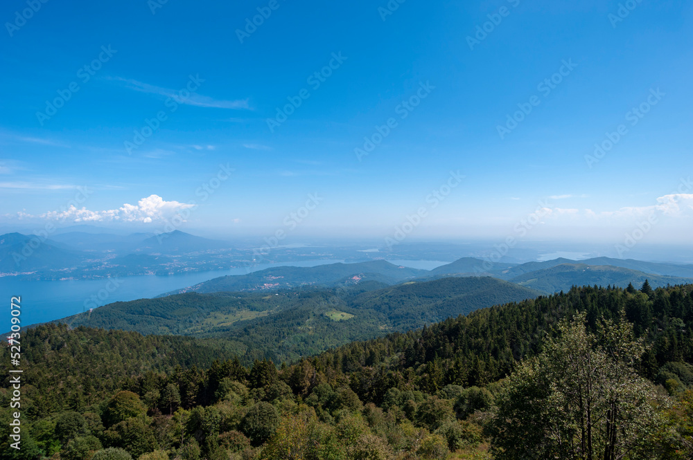 Landscape from the top of Monte Mottarone near Stresa with Lago Maggiore