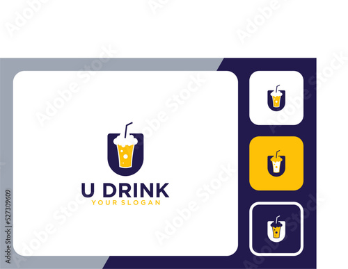 drink logo design with beer and letter u