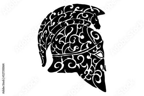 Black gladiator war helmet Tribal Tattoo Vector