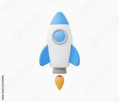 3d Realistic Flying rocket vector illustration