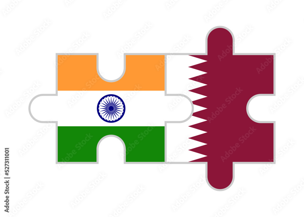 puzzle pieces of india and qatar flags. vector illustration isolated on ...