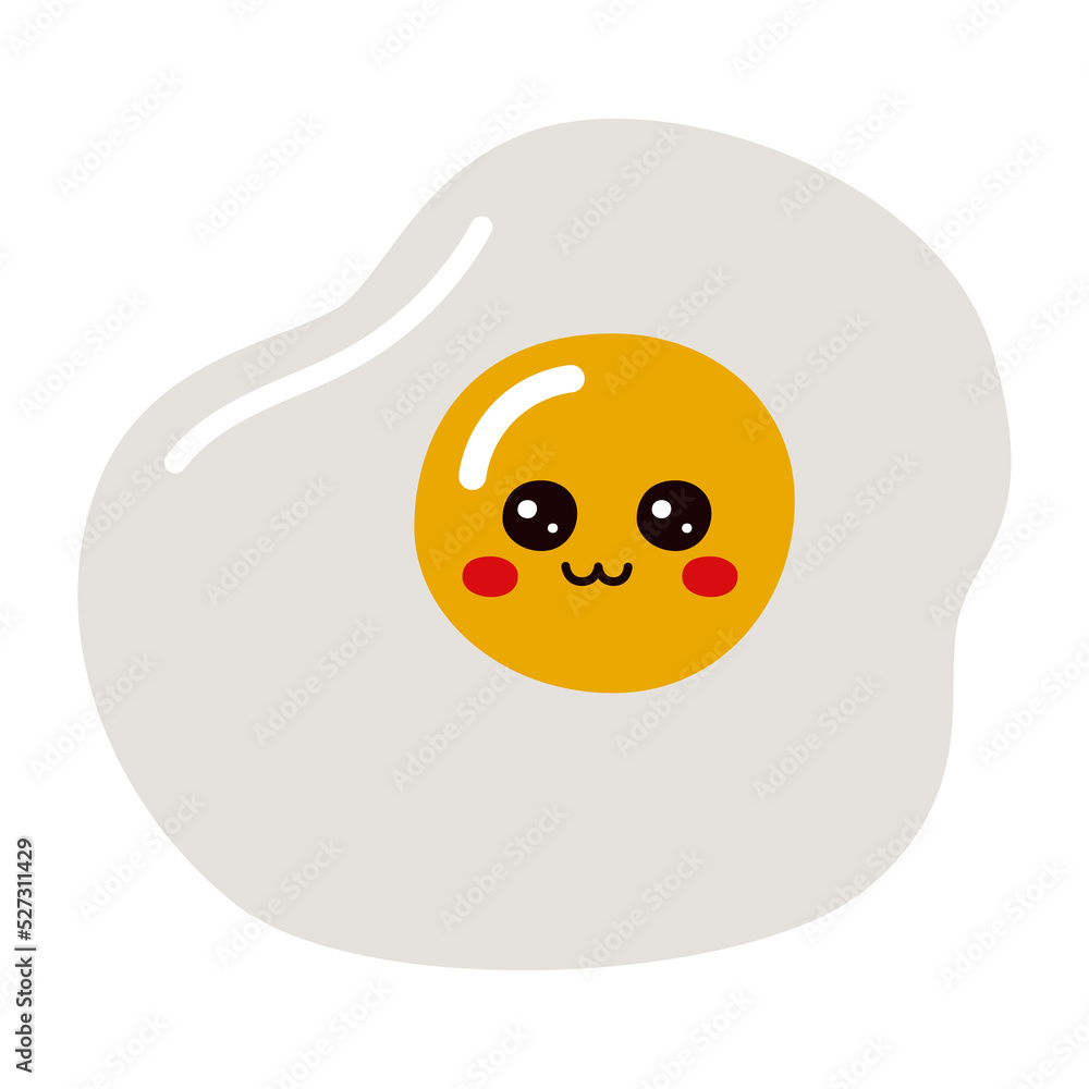 Fried egg icon cute cartoon character funny emoji Fried egg icon cute cartoon character funny emoji