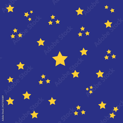 Blue vector abstract star yellow background pattern, bed sheet pattern, handkerchief pattern.